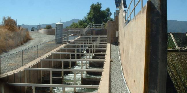 a water treatment plant with a fence