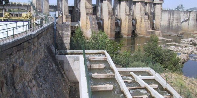 a water flowing through a dam
